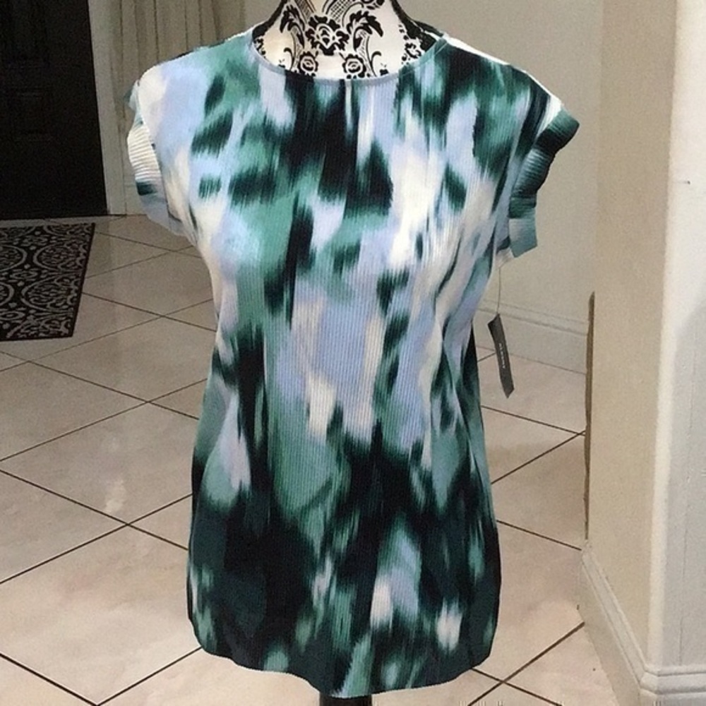 Alfani Printed Cap-Sleeve Textured Tunic Top Size XS
